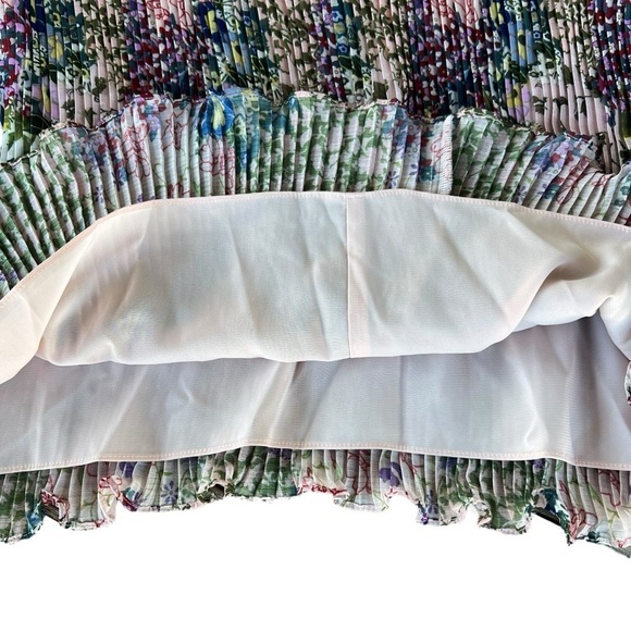 Ted Baker London Kaylahn Ditsy Accordion Pleat Blouse Pink Floral Keyhole Size 4 - Picture 8 of 12